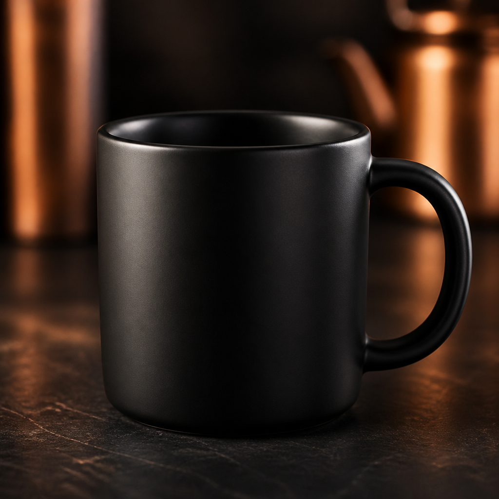 Matte black ceramic coffee mug